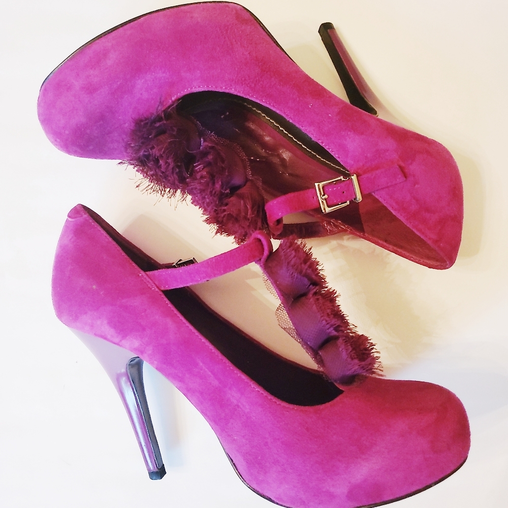 Gianni Bini Suede Mary Jane Heel, Purple, Size 8M